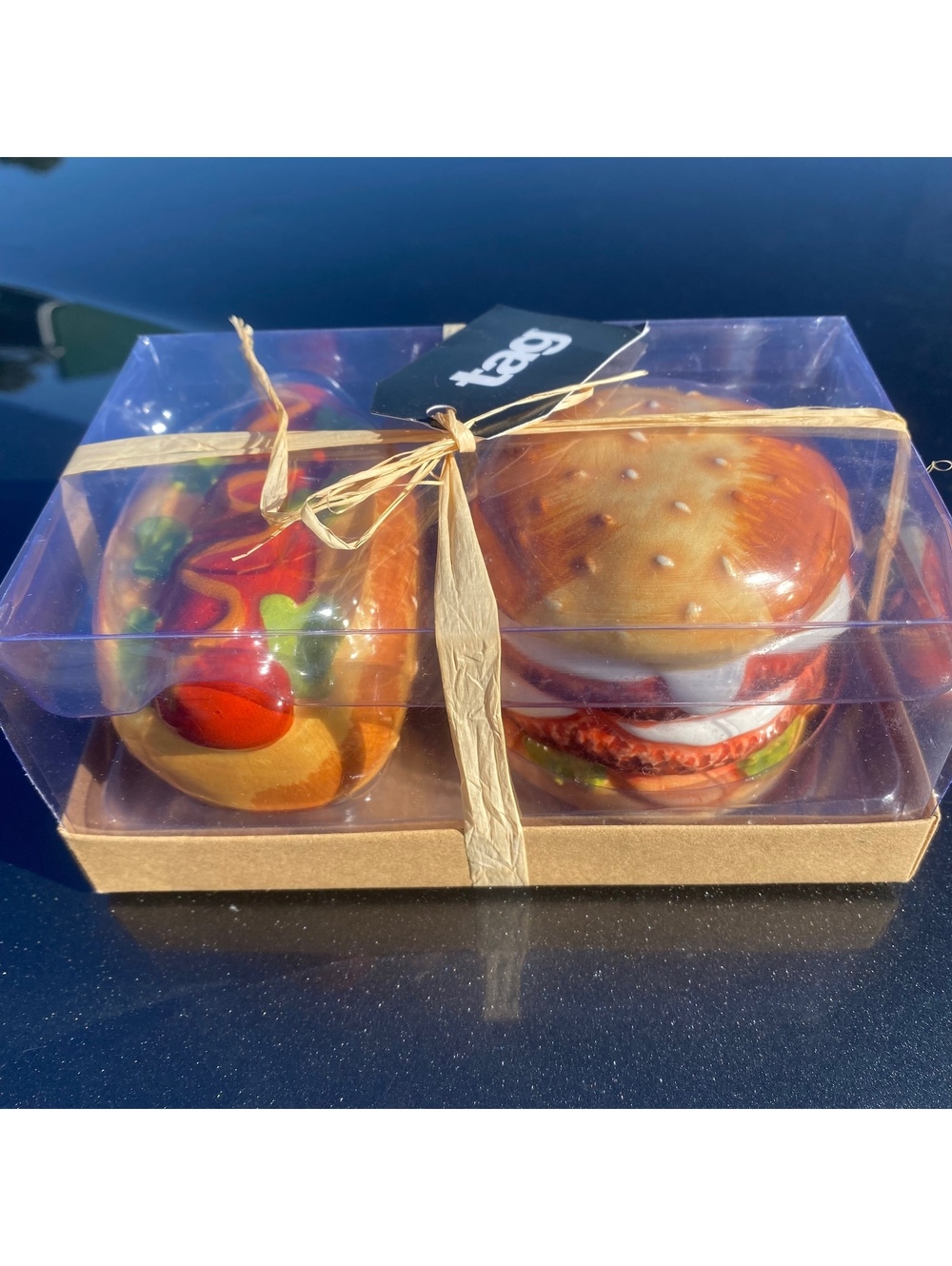 TAG Burger & Hot Dog Salt and Pepper Shaker Set Ceramic Foodie Kitchen Decor
